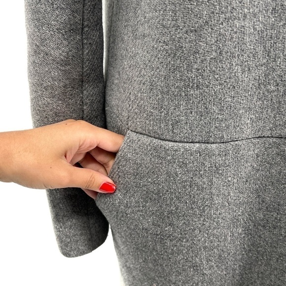 J Crew Nello Gori Stadium Cloth Hooded Coat Sz 2 Gray Colorblock Leather Trim - Picture 3 of 6